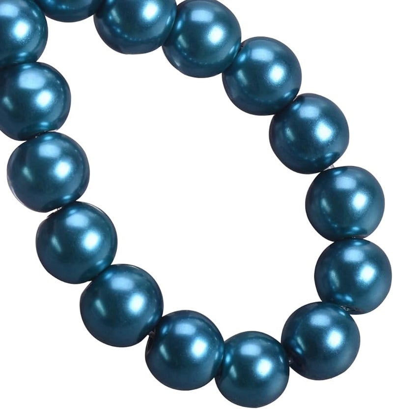 Peacock Blue 12mm Round Glass Beads for Jewelry Making Bracelets Crafts - Image 1